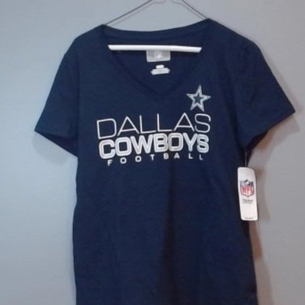 NFL‎ Dallas Cowboys Women’s V-Neck T-Shirt – Navy, Size Medium